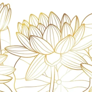 Küchenrückwand-Weiß-goldene Blüten