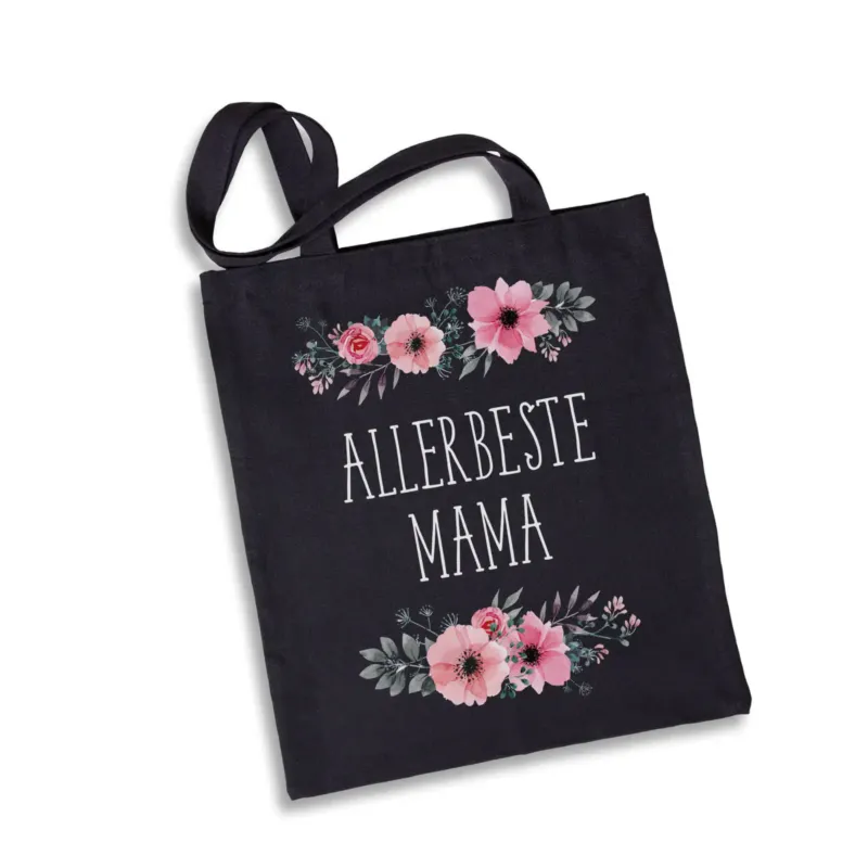 Bild: Baumwolltasche - Allerbeste Mama - blumig.