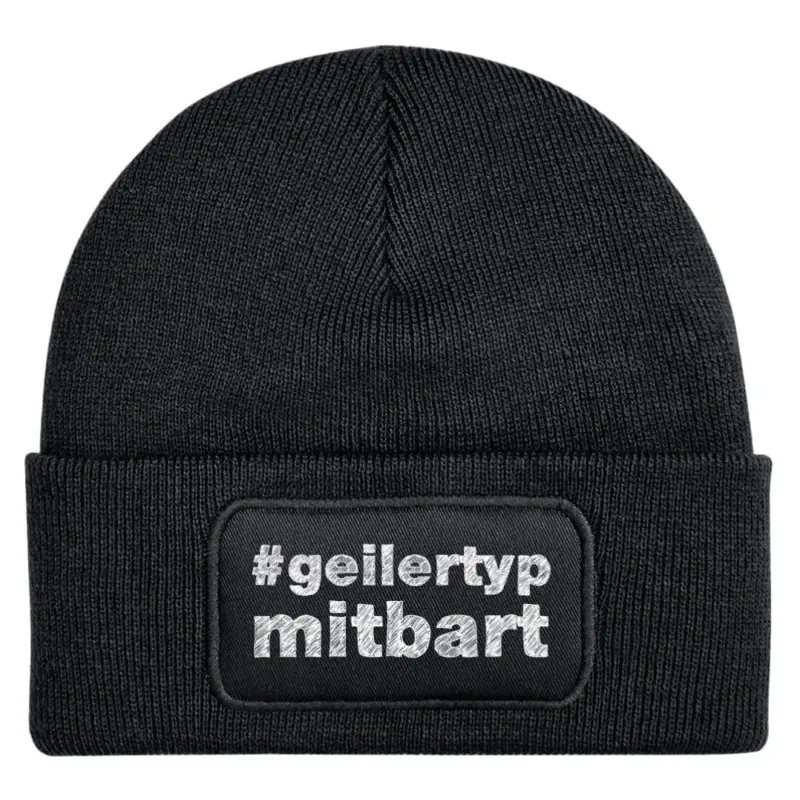 Bild: Beanie Mütze - #geilertypmitbart.
