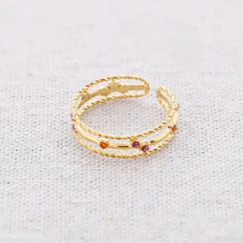 Damen Ring mit Perlenstreifen gold