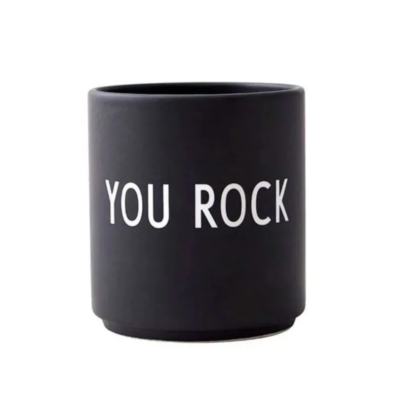 Porzellanbecher 'You Rock' schwarz