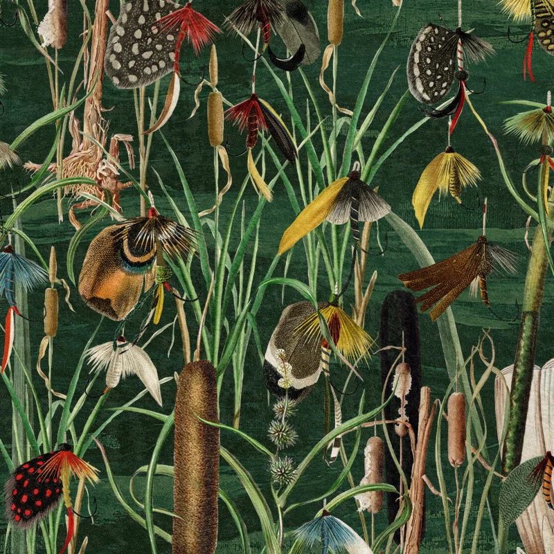 Fishing Flies Wallpaper Sample Swatch