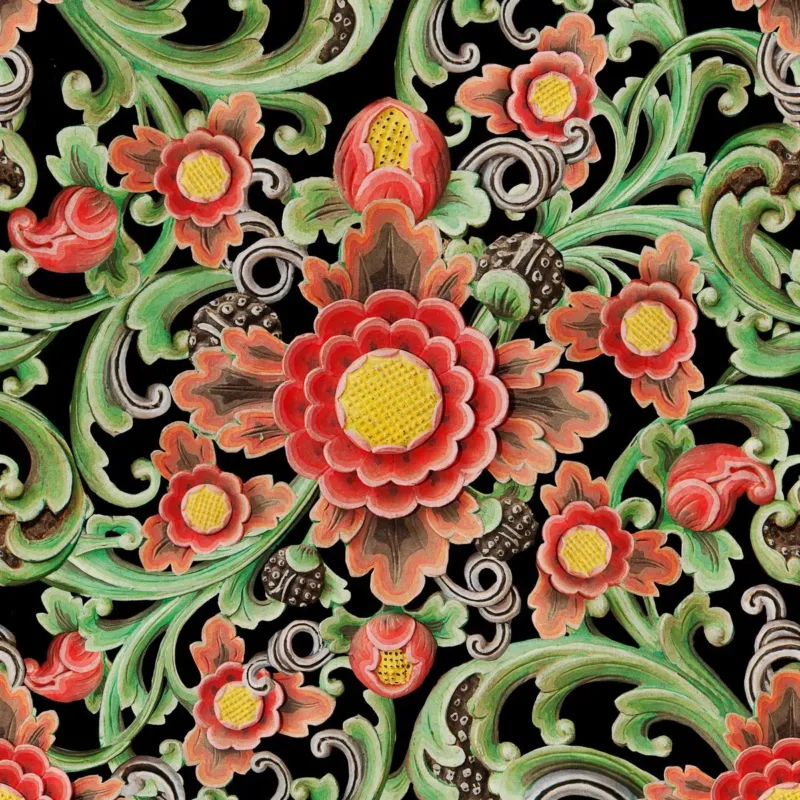 Floral Painting Wallpaper Sample Swatch
