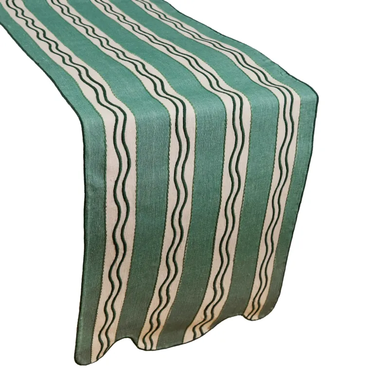 Monaco Stripe Embroidered Linen Runner