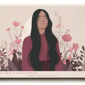 Paul Sinus Wandbild Natures Daughter stilvolles Naturmotiv mit Frau und floralen Elementen in sanften Rosatönen für harmonische Wohnräume mit femininer Note
