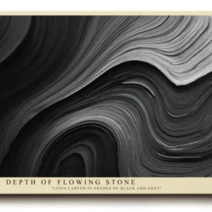 Paul Sinus Wandbild The Depth of Flowing Stone abstraktes Naturmotiv mit geschwungenen Linien in Schwarz und Grau
