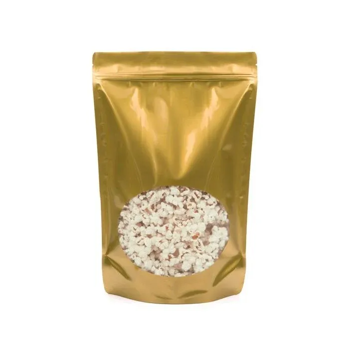Stand Up Pouches Gold with oval Window 23x12x34.5cm | 907 grams